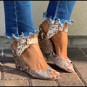 Snake print wedge sandals